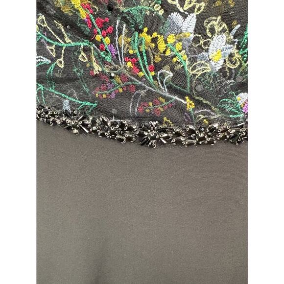 Mac Duggal 79379 Black Floral Embroidered Sheer Sleeve Beaded Gown NWT Women’s 8 - Picture 6 of 7